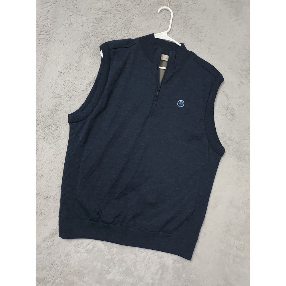 Kjus Sweater Mens 2XL Kian Technical Halfzip Merino Wool Vest Navy Blue Lined